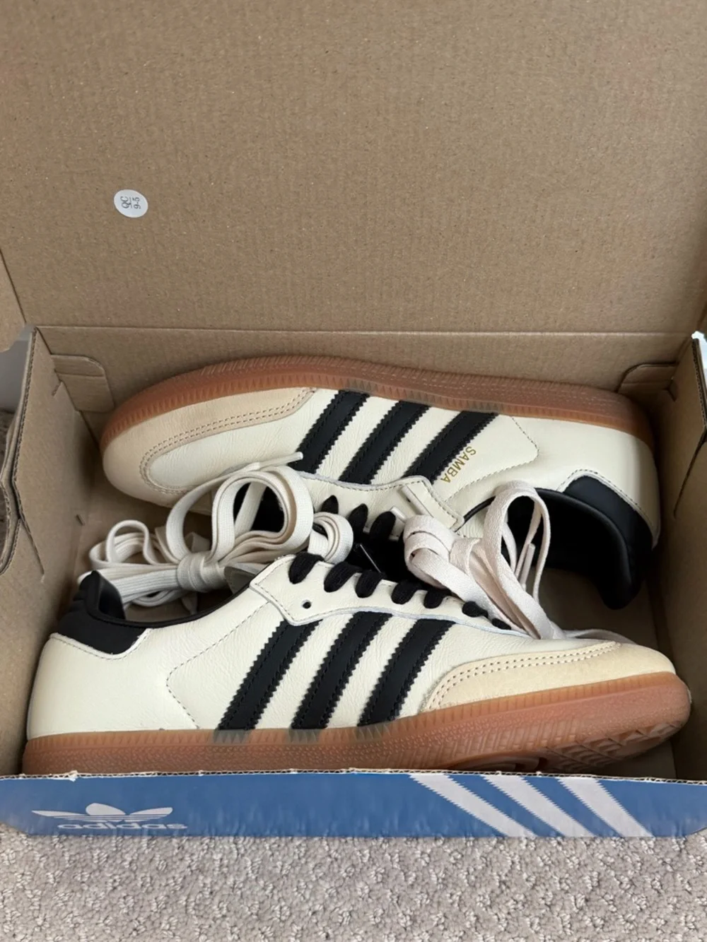 Adidas Women's Cream Black Samba Sneakers - Picture 12 of 13